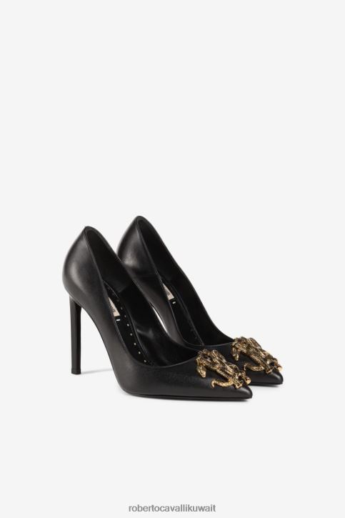 Roberto Cavalli نحيف أسود/رمادي/أبيض مضخات ثعبان مرآة أحذية 4H40H486