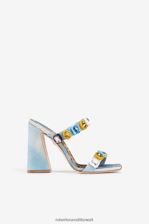 Roberto Cavalli نحيف عاج صنادل منصة مضفرة أحذية 4H40H493