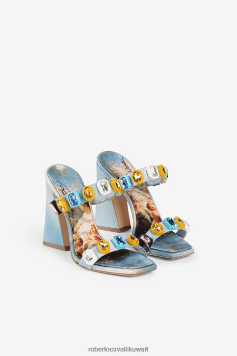 Roberto Cavalli نحيف متعدد الألوان حذاء مفتوح مزين بالكريستال أحذية 4H40H494