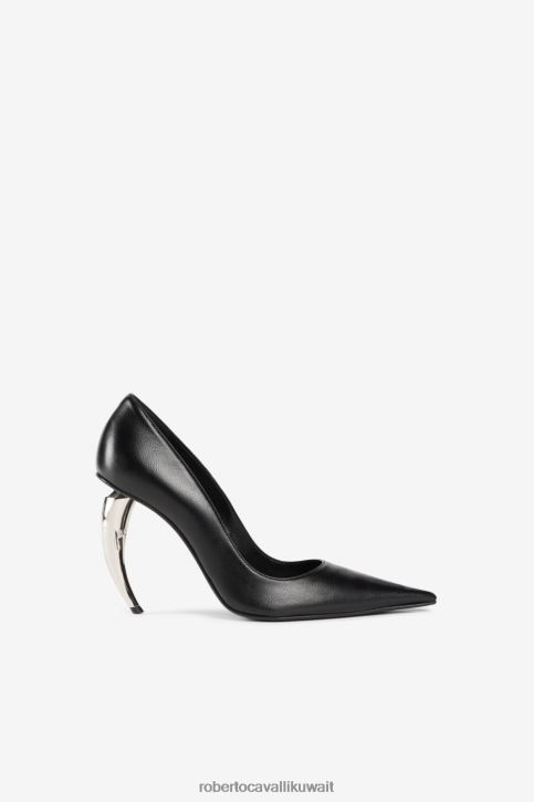 Roberto Cavalli نحيف أسود صندل بلاتفورم بتأثير جلد الثعبان وأشرطة متعددة أحذية 4H40H517