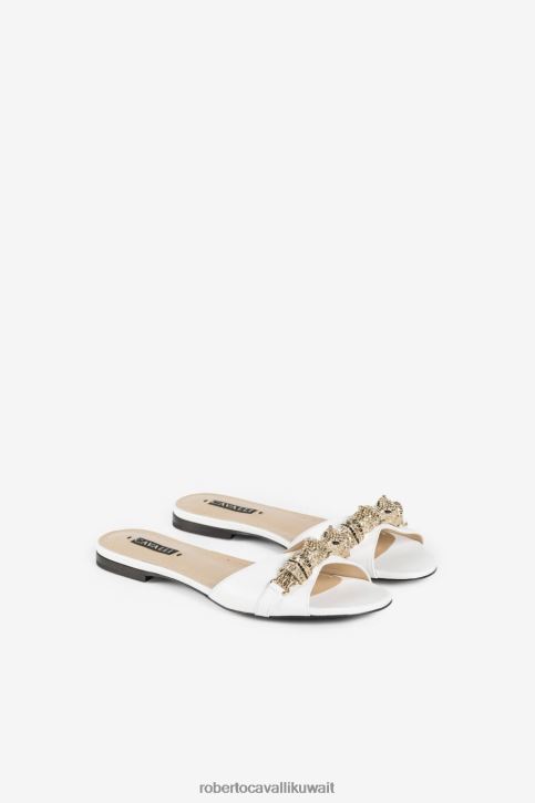 Roberto Cavalli نحيف موضة صندل برأس النمر مزين بالكريستال أحذية 4H40H527