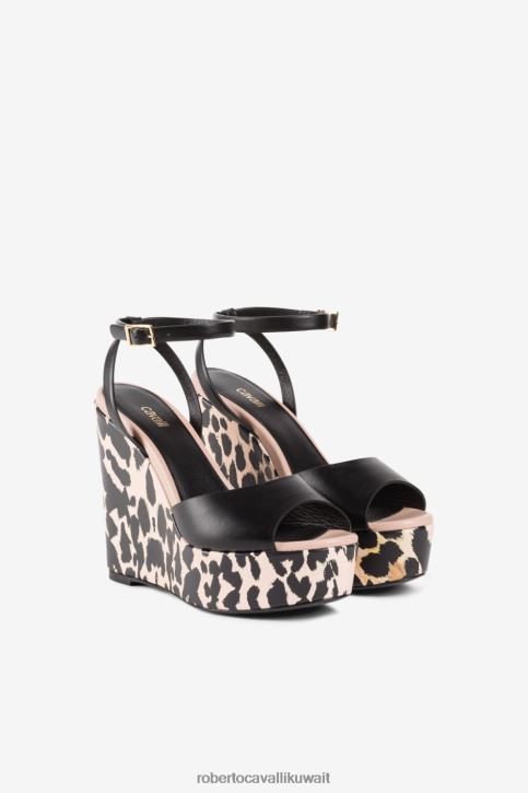 Roberto Cavalli نحيف ملكة صقلية الحادية ملكة الصنادل ذات الكعب العالي ذات الطباعة الصقلية أحذية 4H40H528