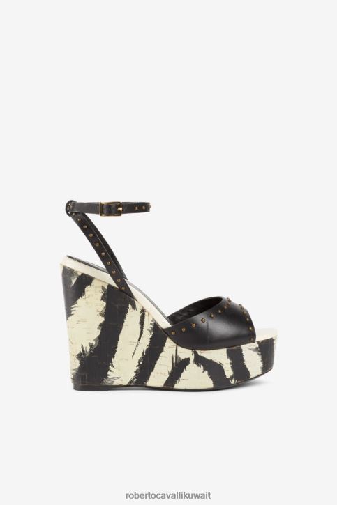 Roberto Cavalli نحيف ملكة صقلية الحادية ملكة الصنادل ذات الكعب العالي ذات الطباعة الصقلية أحذية 4H40H528