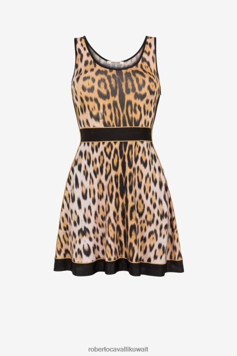 Roberto Cavalli نحيف حار فستان متزلج بطبعة جلد الفهد ملابس 4H40H53