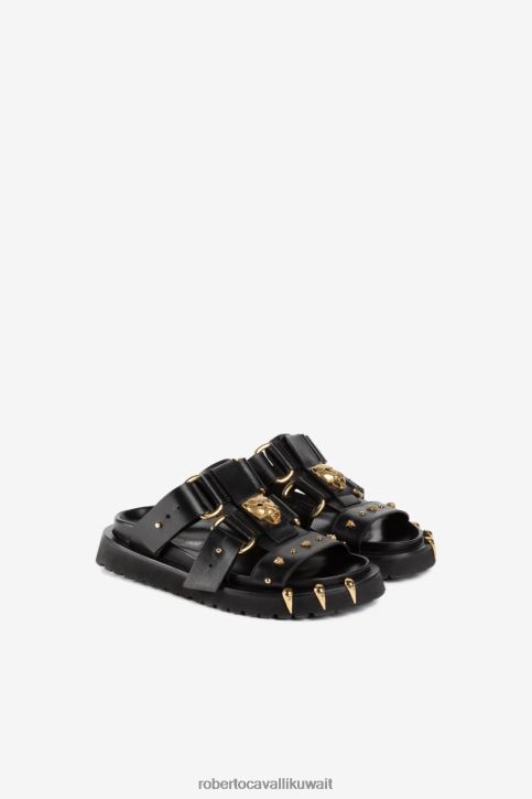 Roberto Cavalli نحيف موضة الصنادل مكتنزة رئيس النمر أحذية 4H40H535