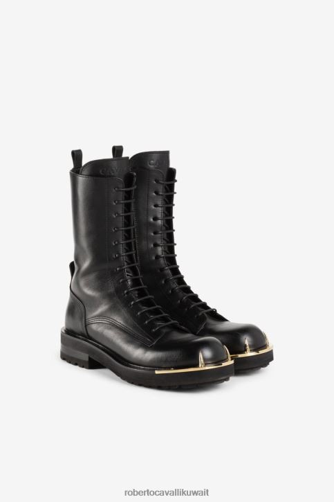 Roberto Cavalli نحيف نيرو لوسيدو أحذية قتالية بأسنان النمر أحذية 4H40H568