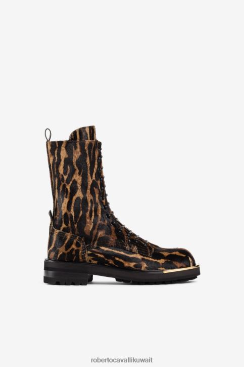 Roberto Cavalli نحيف نيرو لوسيدو أحذية قتالية بأسنان النمر أحذية 4H40H568