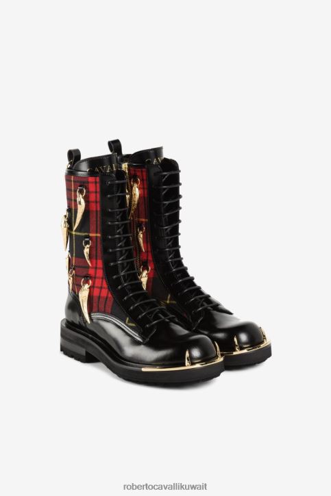 Roberto Cavalli نحيف موضة أحذية قتالية من الترتان ذات أسنان النمر أحذية 4H40H570