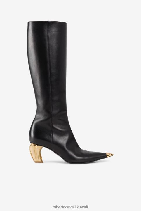 Roberto Cavalli نحيف فهد حذاء بطول الركبة بطبعة أسنان النمر أحذية 4H40H576