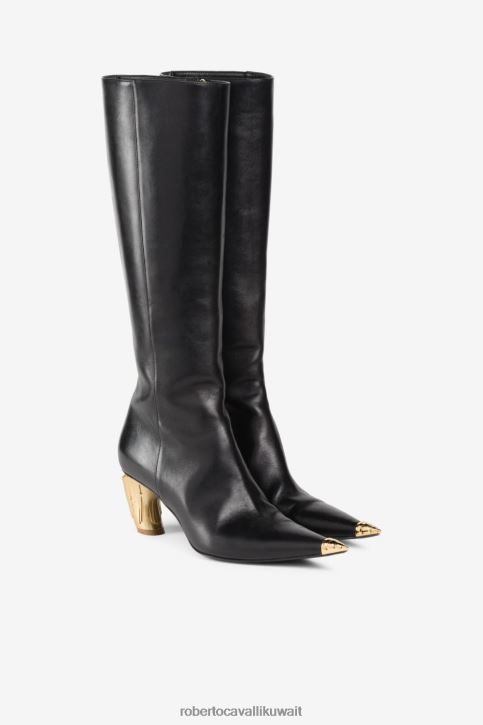 Roberto Cavalli نحيف أسود احذية جلدية أحذية 4H40H577