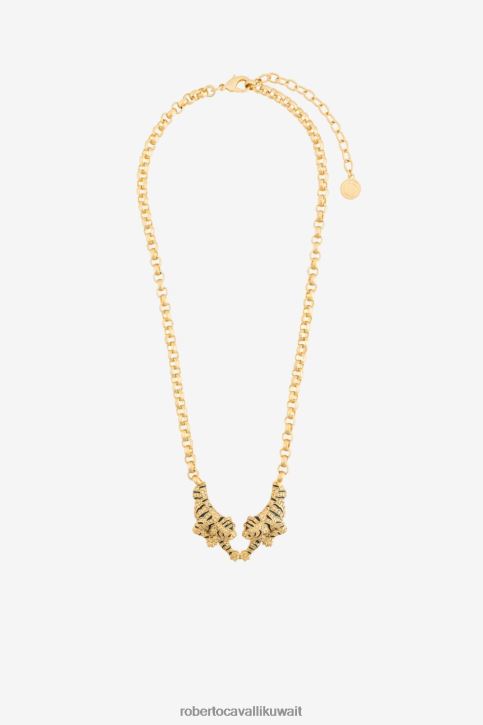 Roberto Cavalli نحيف الذهب الأسود قلادة النمر المطلية بالمينا مُكَمِّلات 4H40H586