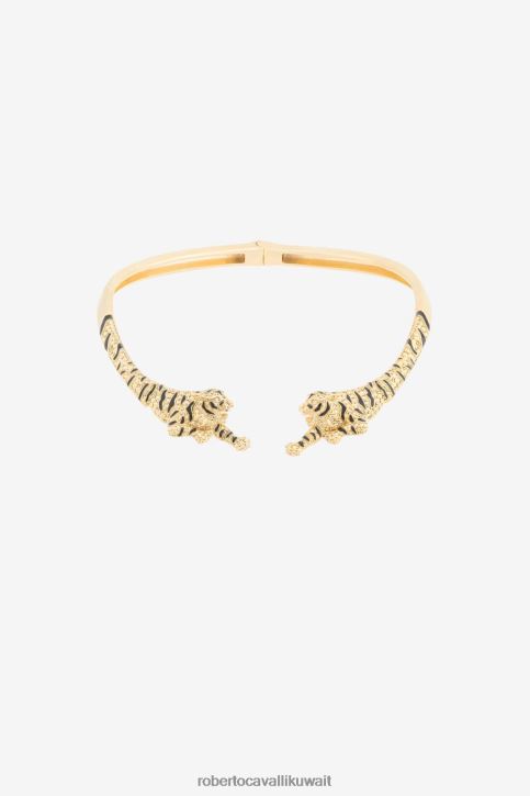 Roberto Cavalli نحيف الذهب الأسود قلادة النمر المطلية بالمينا مُكَمِّلات 4H40H587