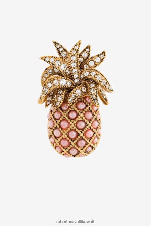 Roberto Cavalli نحيف موضة بروش مزين بالكريستال على شكل أناناس مُكَمِّلات 4H40H596