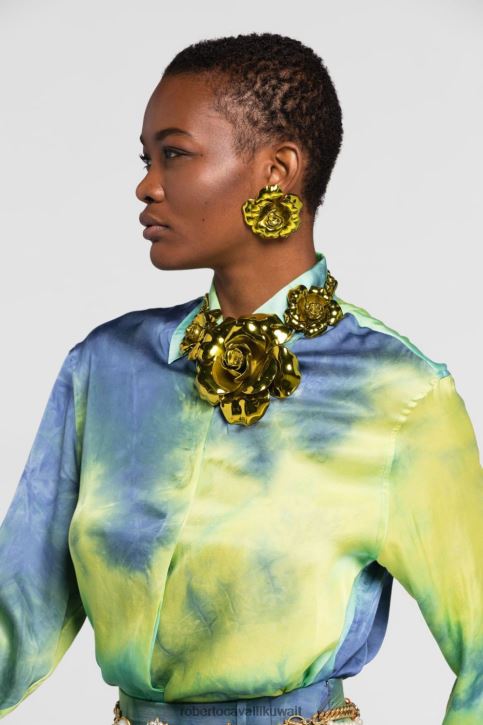 Roberto Cavalli نحيف أنيق قلادة زهرة معدنية مُكَمِّلات 4H40H614