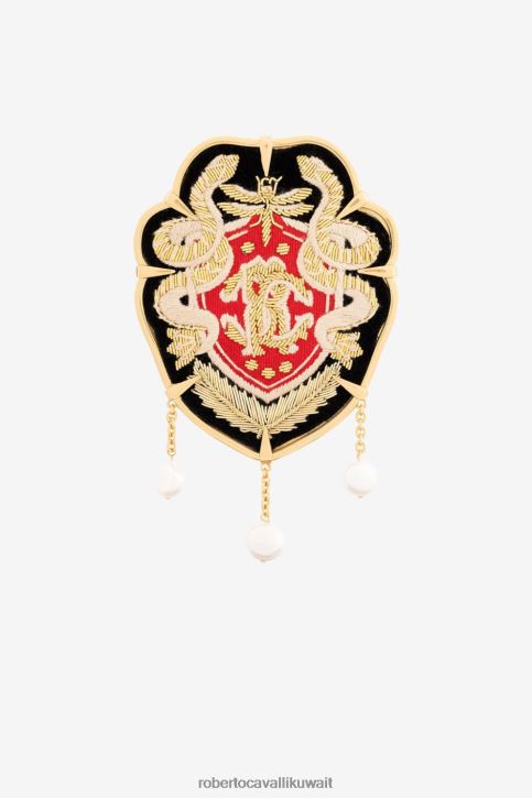 Roberto Cavalli نحيف حار آر سي بروش مونوغرام كريست مُكَمِّلات 4H40H622