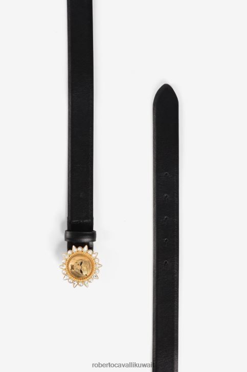 Roberto Cavalli نحيف أنيق حزام رأس النمر مزين بالكريستال مُكَمِّلات 4H40H631