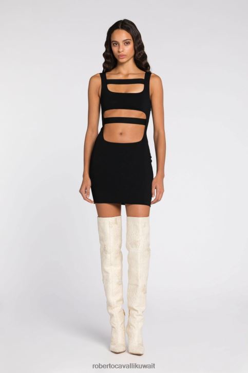 Roberto Cavalli نحيف حار فستان قصير بتفاصيل مقصوصة ملابس 4H40H63