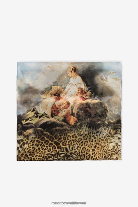 Roberto Cavalli نحيف أنيق وشاح حرير بطبعة جرافيك مُكَمِّلات 4H40H649