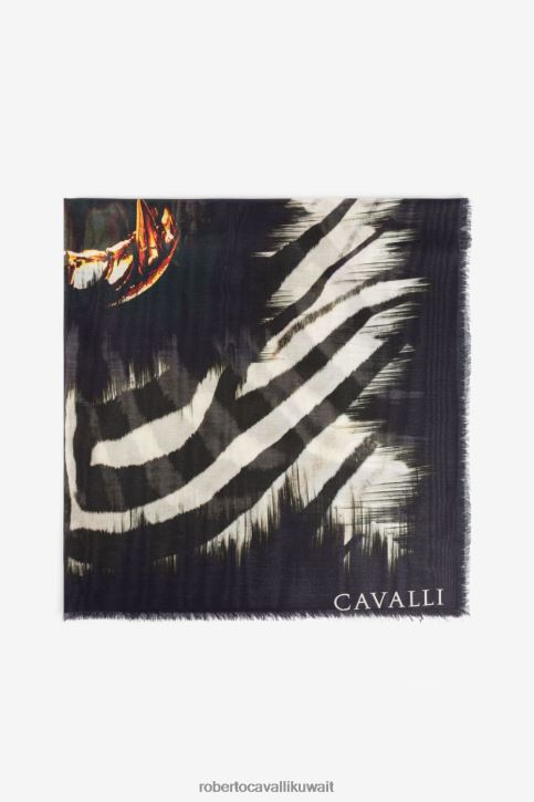 Roberto Cavalli نحيف متعدد الألوان أسنان ووشاح بطبعة حمار وحشي مُكَمِّلات 4H40H653