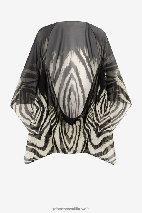 Roberto Cavalli نحيف موضة كيب حرير بطبعة الحرية مُكَمِّلات 4H40H656