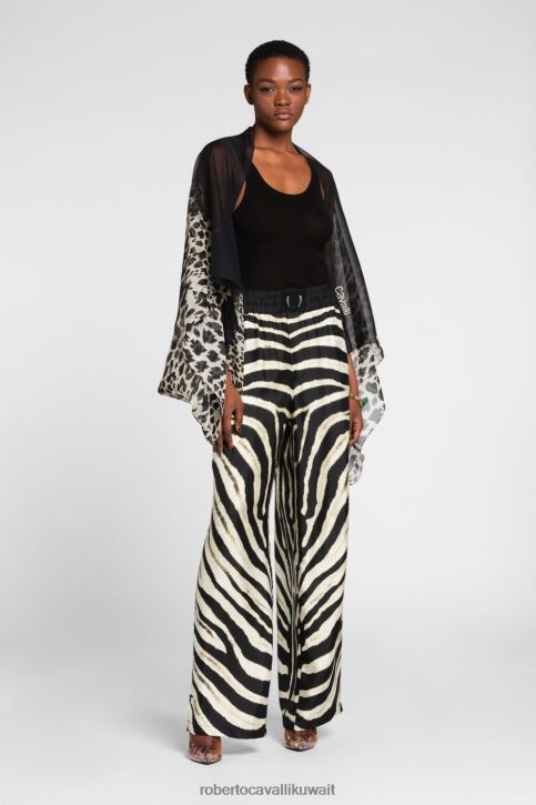 Roberto Cavalli نحيف موضة كيب حرير بطبعة الحرية مُكَمِّلات 4H40H656