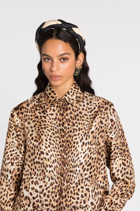 Roberto Cavalli نحيف أسود/أخضر فاتح كيب حرير بطبعة الحرية مُكَمِّلات 4H40H658