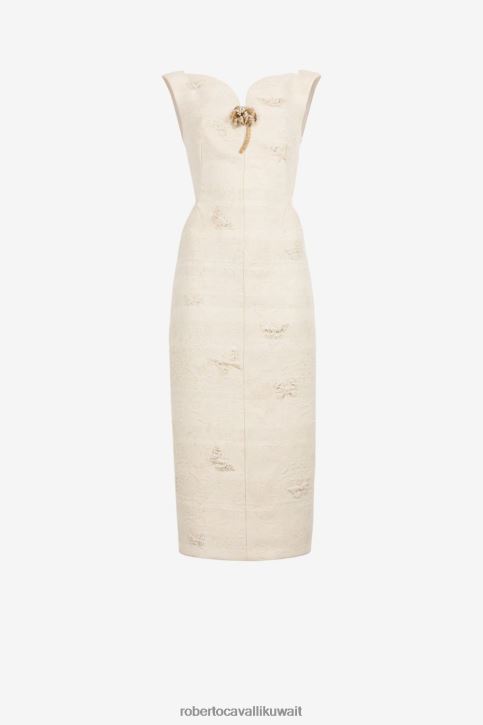 Roberto Cavalli نحيف حار فستان ميدي بنقش الجاكار ملابس 4H40H67