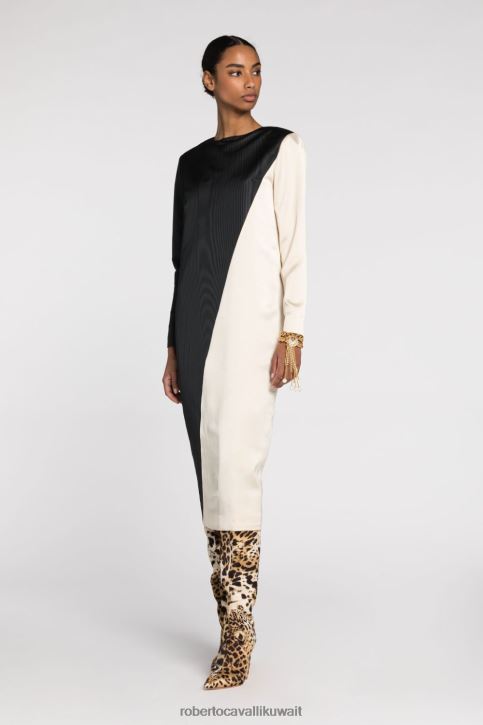 Roberto Cavalli نحيف حار فستان ميدي بنقش الجاكار ملابس 4H40H67