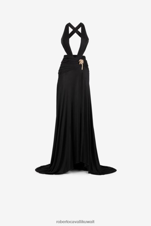Roberto Cavalli نحيف أسود فستان ماكسي مجمع ملابس 4H40H70