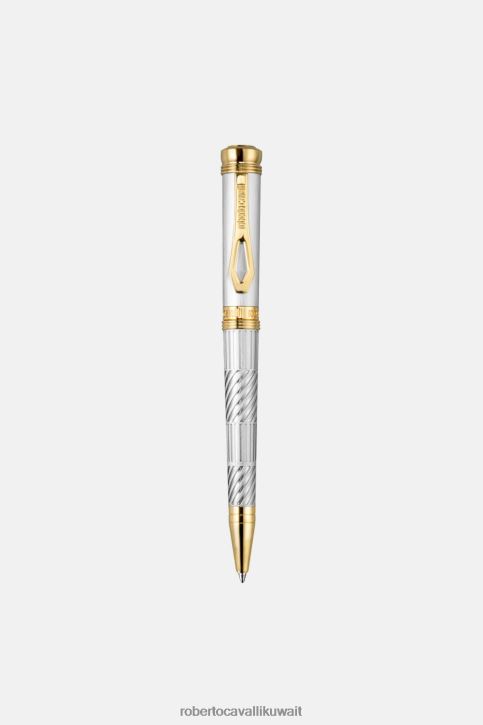 Roberto Cavalli نحيف الفضة والذهب قلم حبر جاف، لونين مُكَمِّلات 4H40H712