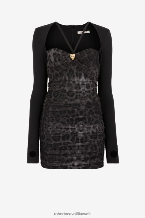 Roberto Cavalli نحيف أنيق فستان بطبعة الفهد ملابس 4H40H72