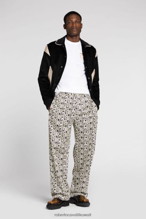 Roberto Cavalli رجال أسود تيشيرت بطبعة ثعبان مرآة ملابس 4H40H732