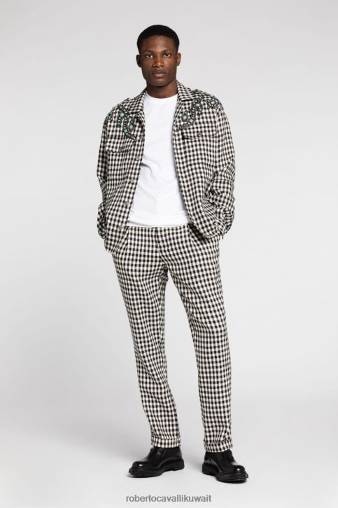 Roberto Cavalli رجال البصرية الأبيض تيشيرت قطن بطبعة ثعبان مرآة ملابس 4H40H733