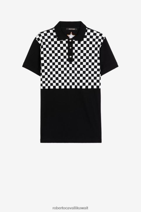 Roberto Cavalli رجال أسود قميص بولو من القطن ملابس 4H40H736