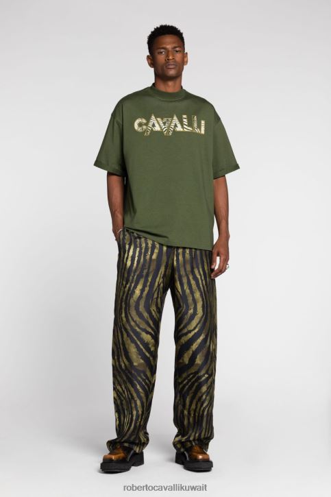 Roberto Cavalli رجال أبيض قميص بولو من القطن بطبعة ثعبان ملابس 4H40H738