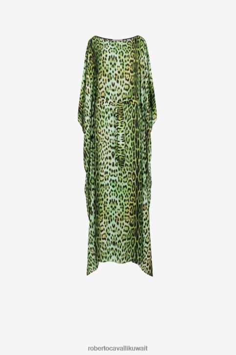 Roberto Cavalli نحيف رشيقة فستان قفطان بطبعات الفهد ملابس 4H40H74