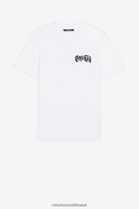 Roberto Cavalli رجال أنيق تيشيرت مزين بطبعة جرافيك ملابس 4H40H741