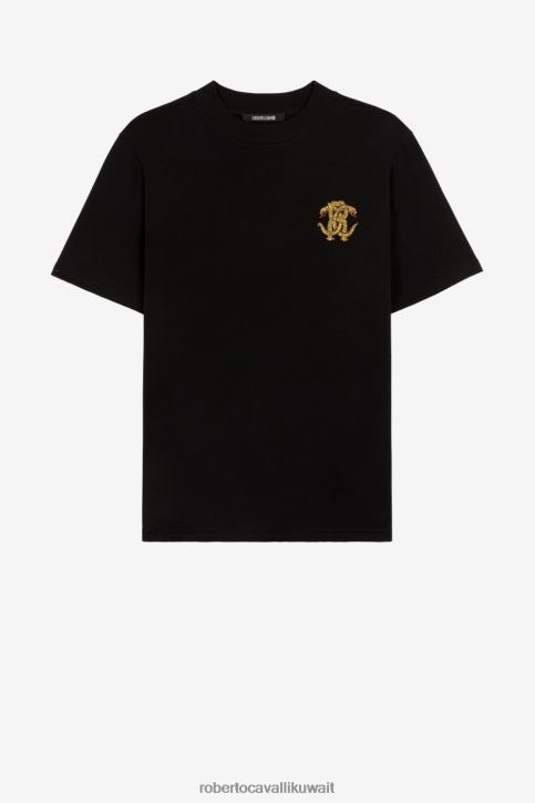 Roberto Cavalli رجال موضة تيشيرت بطبعة شعار ملابس 4H40H749