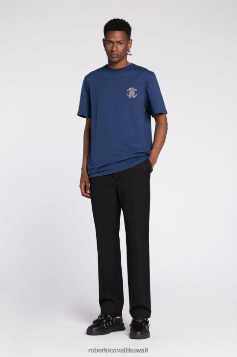 Roberto Cavalli رجال موضة تيشيرت بطبعة شعار ملابس 4H40H749