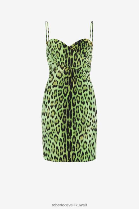 Roberto Cavalli نحيف موضة فستان قصير بدون أكمام بطبعات جاكوار ملابس 4H40H75