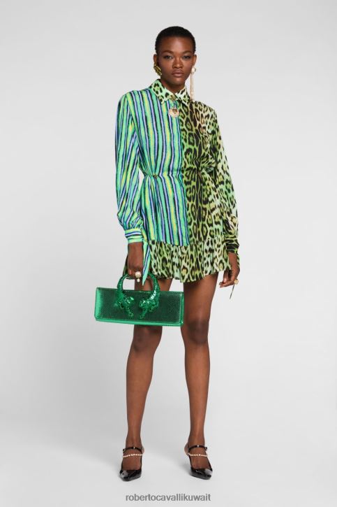 Roberto Cavalli نحيف موضة فستان قصير بدون أكمام بطبعات جاكوار ملابس 4H40H75