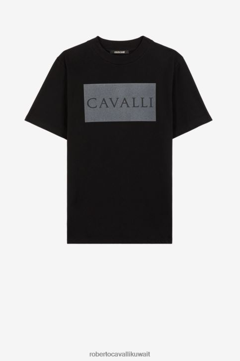 Roberto Cavalli رجال رشيقة تيشيرت بطبعة شعار الماركة ملابس 4H40H766