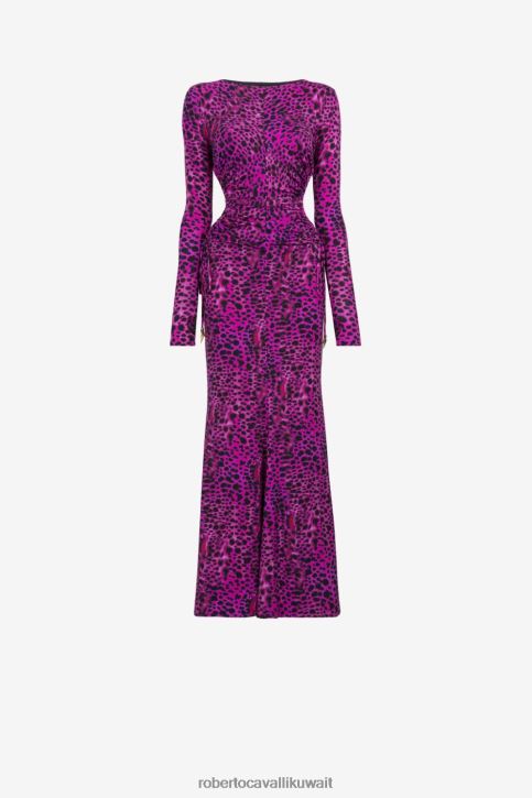 Roberto Cavalli نحيف أنيق فستان مفتوح الظهر بطبعات حيوانات ملابس 4H40H77