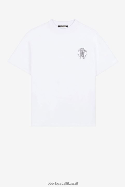 Roberto Cavalli رجال أنيق تيشيرت قطن بطبعة جلد الثعبان ملابس 4H40H773