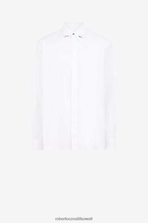 Roberto Cavalli رجال حار قميص قطن بتفاصيل أسنان النمر ملابس 4H40H780