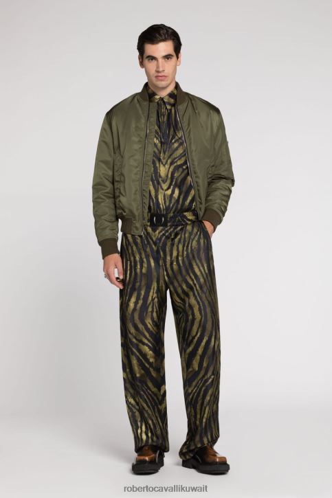Roberto Cavalli رجال حار قميص قطن بتفاصيل أسنان النمر ملابس 4H40H780