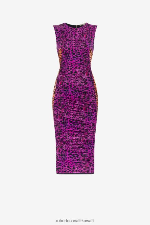 Roberto Cavalli نحيف حار فستان ضيق بطبعة جلد الفهد ملابس 4H40H79