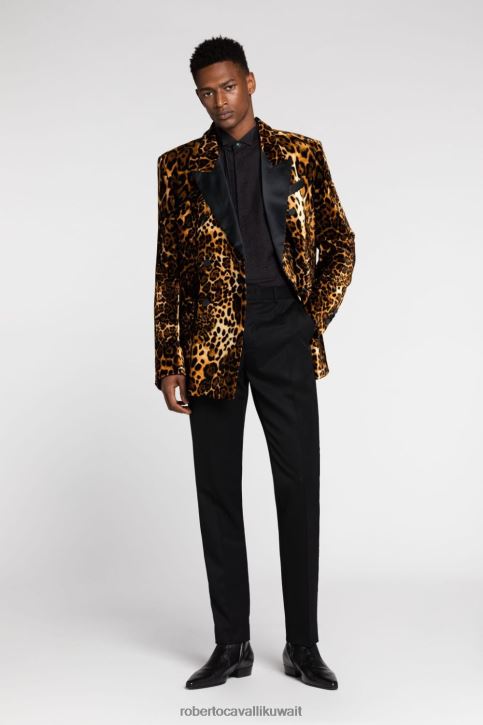 Roberto Cavalli رجال رشيقة قميص قطن مطرز بالشعار ملابس 4H40H791