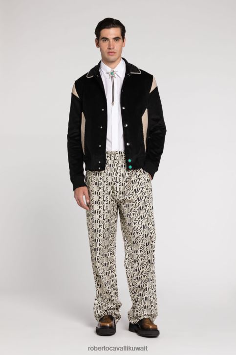 Roberto Cavalli رجال أسود قميص قطني مريلة مطوي ملابس 4H40H792