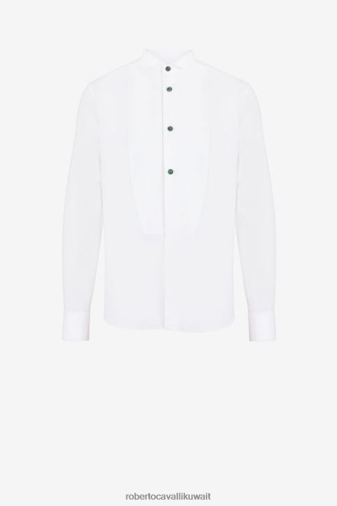 Roberto Cavalli رجال البصرية الأبيض قميص فستان قطن ملابس 4H40H794